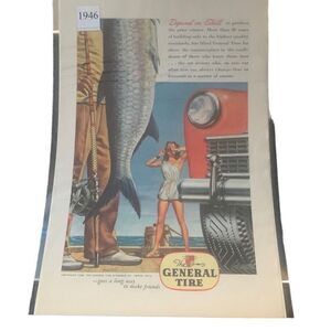 Vintage 1946 General Tire Depend on Skill Ad Advertisement